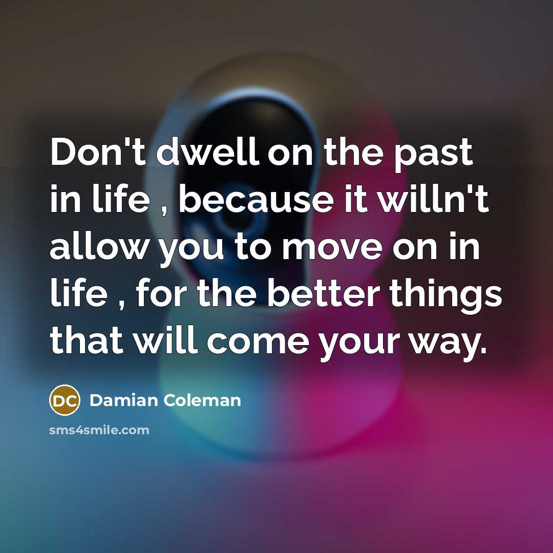 “Don't dwell on the past in life , because it…” quote by Damian Coleman