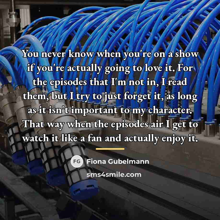 “You never know when you're on a show if you're…” quote by Fiona Gubelmann