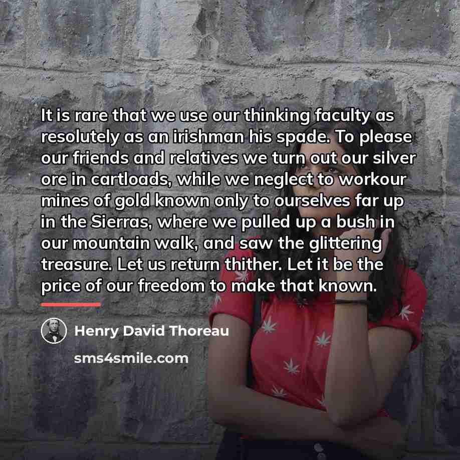 “It is rare that we use our thinking faculty as…” quote by Henry David Thoreau