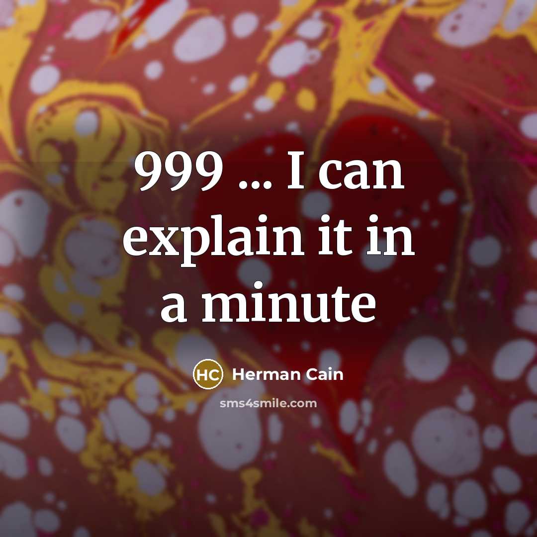 “999 ... I can explain it in a minute…” quote by Herman Cain