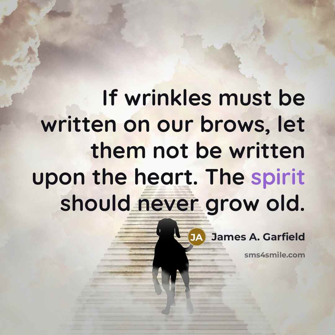 “If wrinkles must be written on our brows, let them…” quote by James A. Garfield