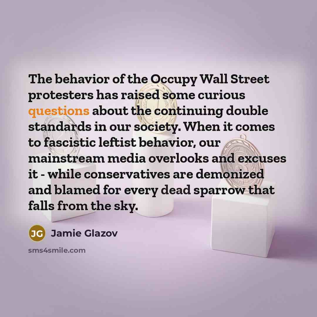 “The behavior of the Occupy Wall Street protesters has raised…” quote by Jamie Glazov