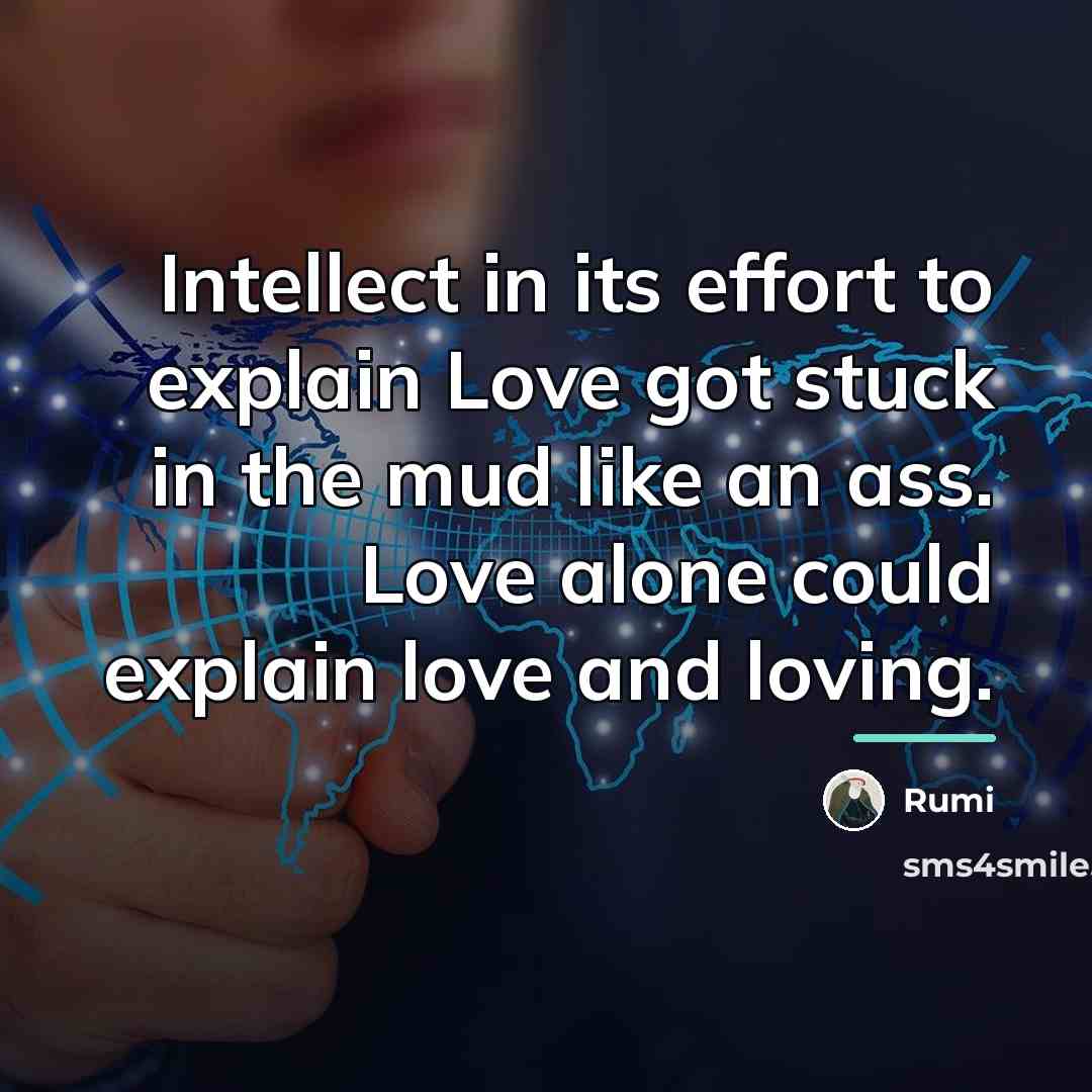 “Intellect in its effort to explain Love got stuck in…” quote by Rumi