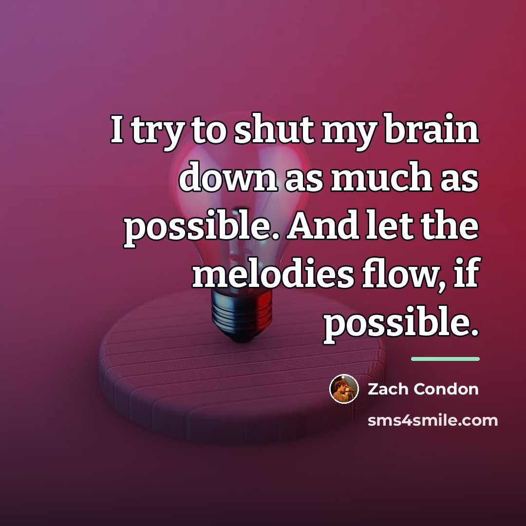 “I try to shut my brain down as much as…” quote by Zach Condon