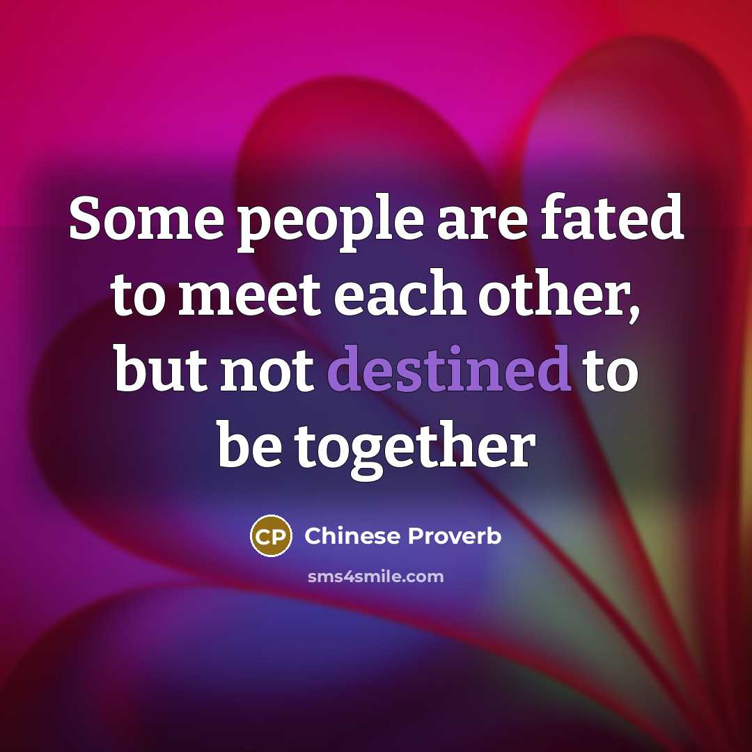 “Some people are fated to meet each other, but not…” quote by Chinese Proverb
