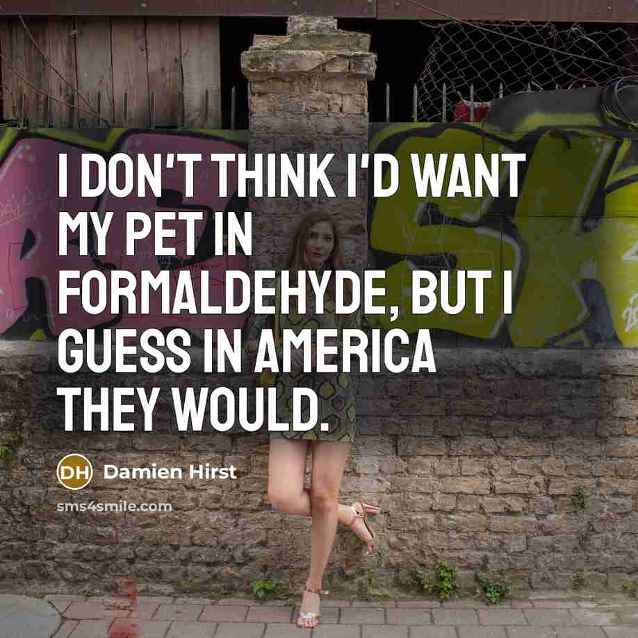 “I don't think I'd want my pet in formaldehyde, but…” quote by Damien Hirst