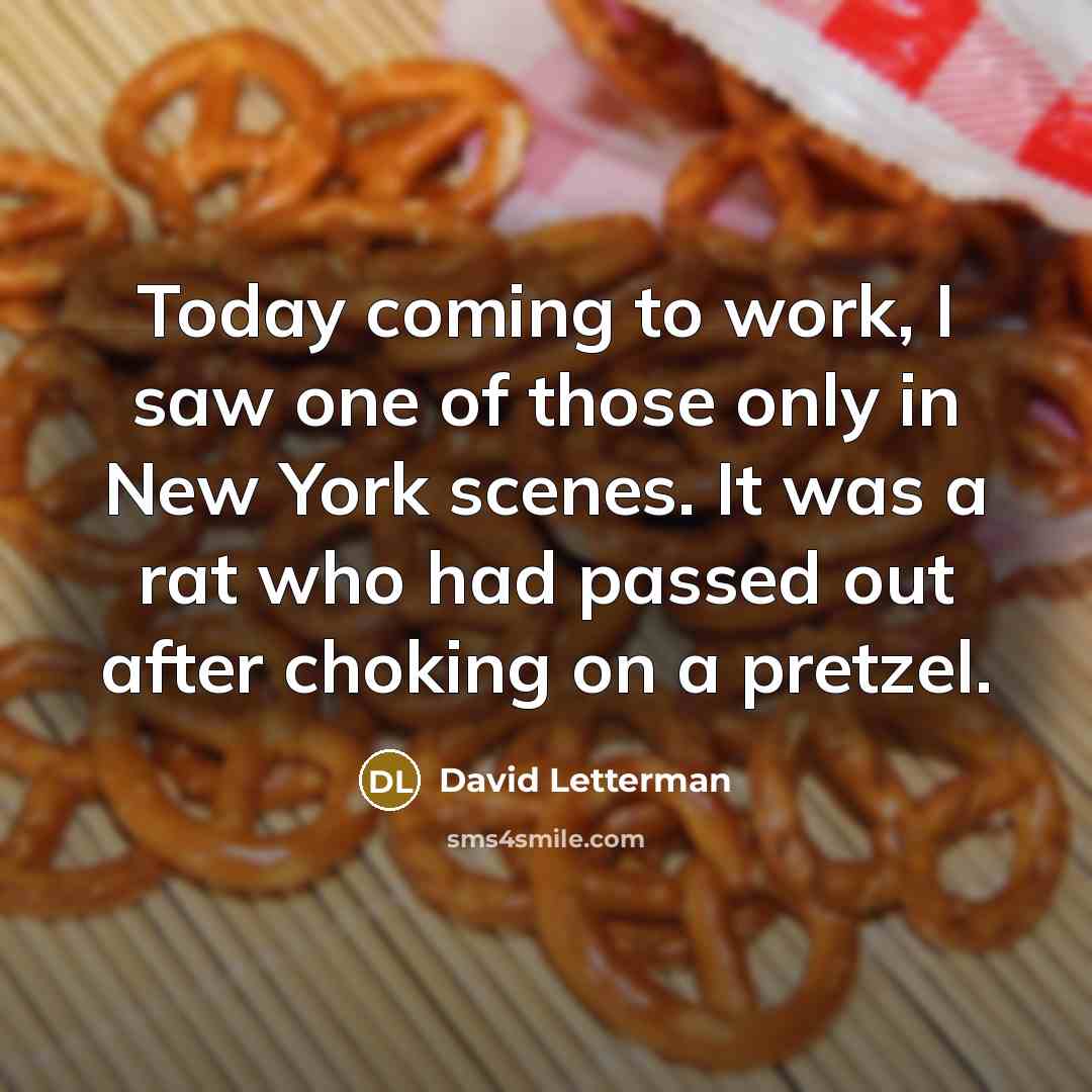 “Today coming to work, I saw one of those only…” quote by David Letterman