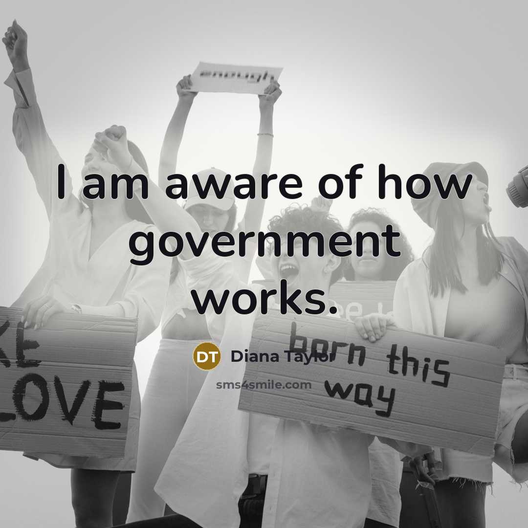 “I am aware of how government works.…” quote by Diana Taylor