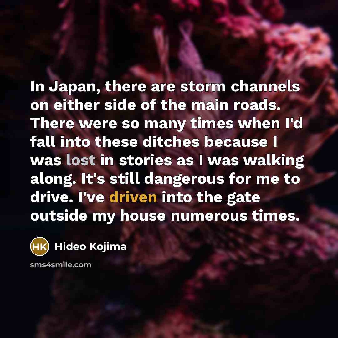“In Japan, there are storm channels on either side of…” quote by Hideo Kojima