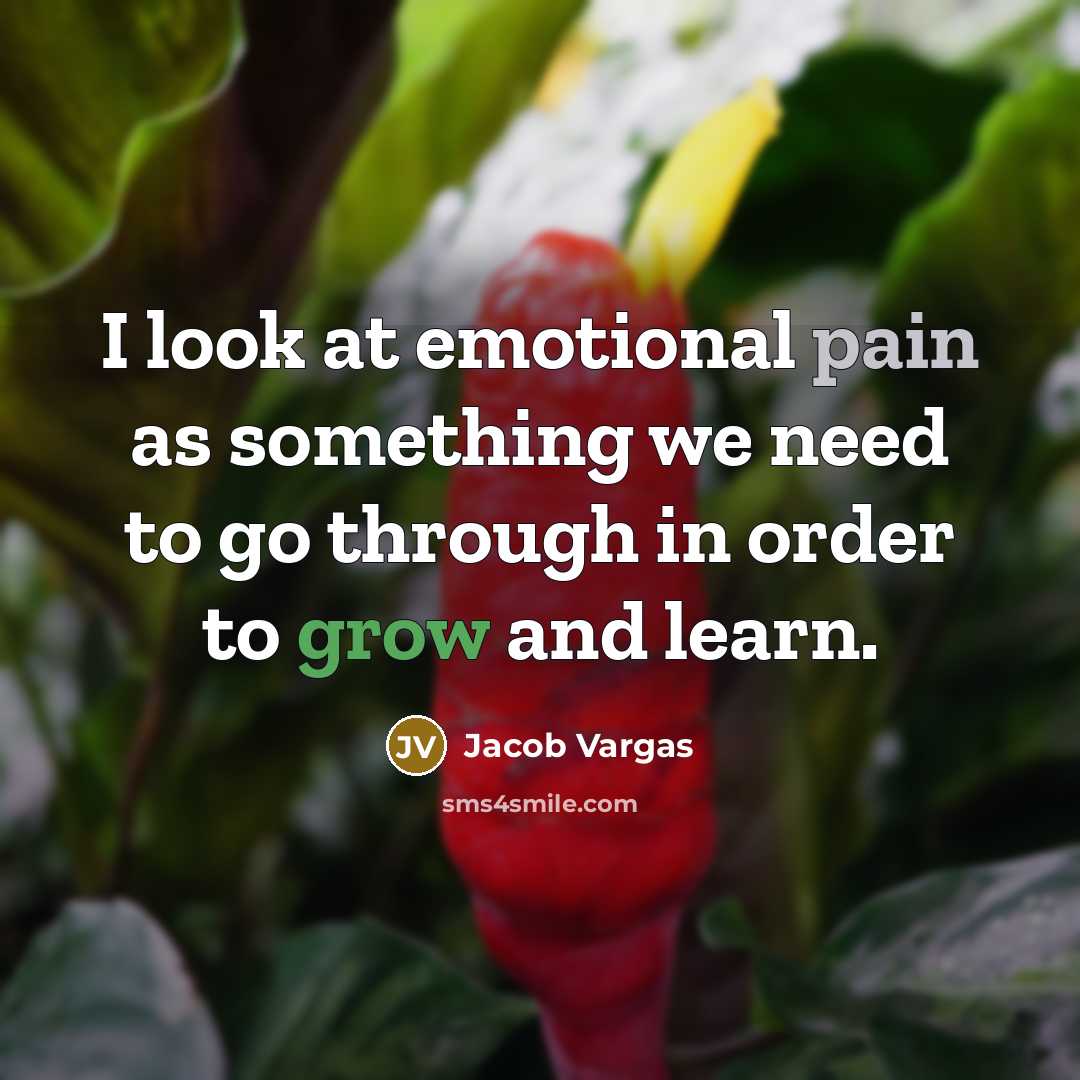 “I look at emotional pain as something we need to…” quote by Jacob Vargas