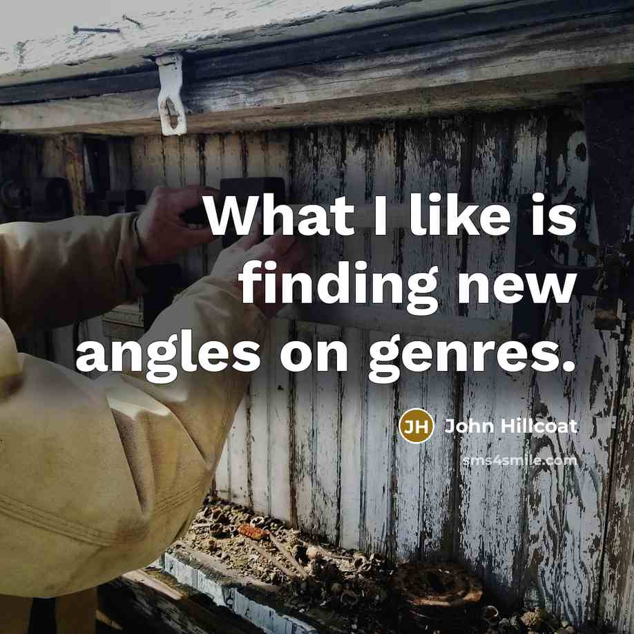 “What I like is finding new angles on genres.…” quote by John Hillcoat