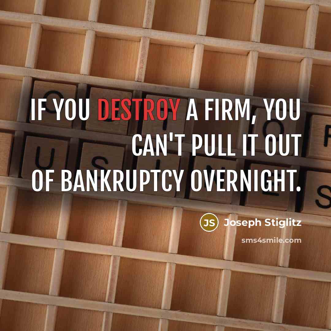 “If you destroy a firm, you can't pull it out…” quote by Joseph Stiglitz