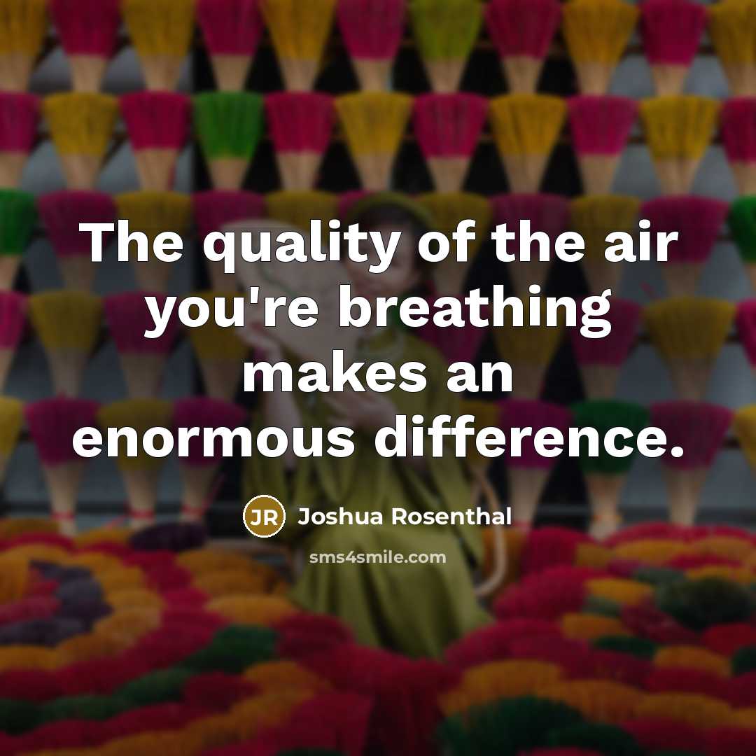“The quality of the air you're breathing makes an enormous…” quote by Joshua Rosenthal