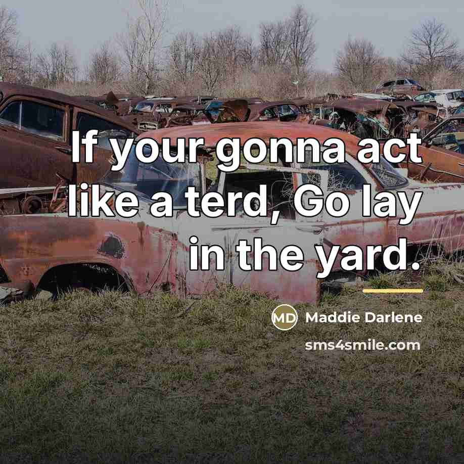 “If your gonna act like a terd, Go lay in…” quote by Maddie Darlene