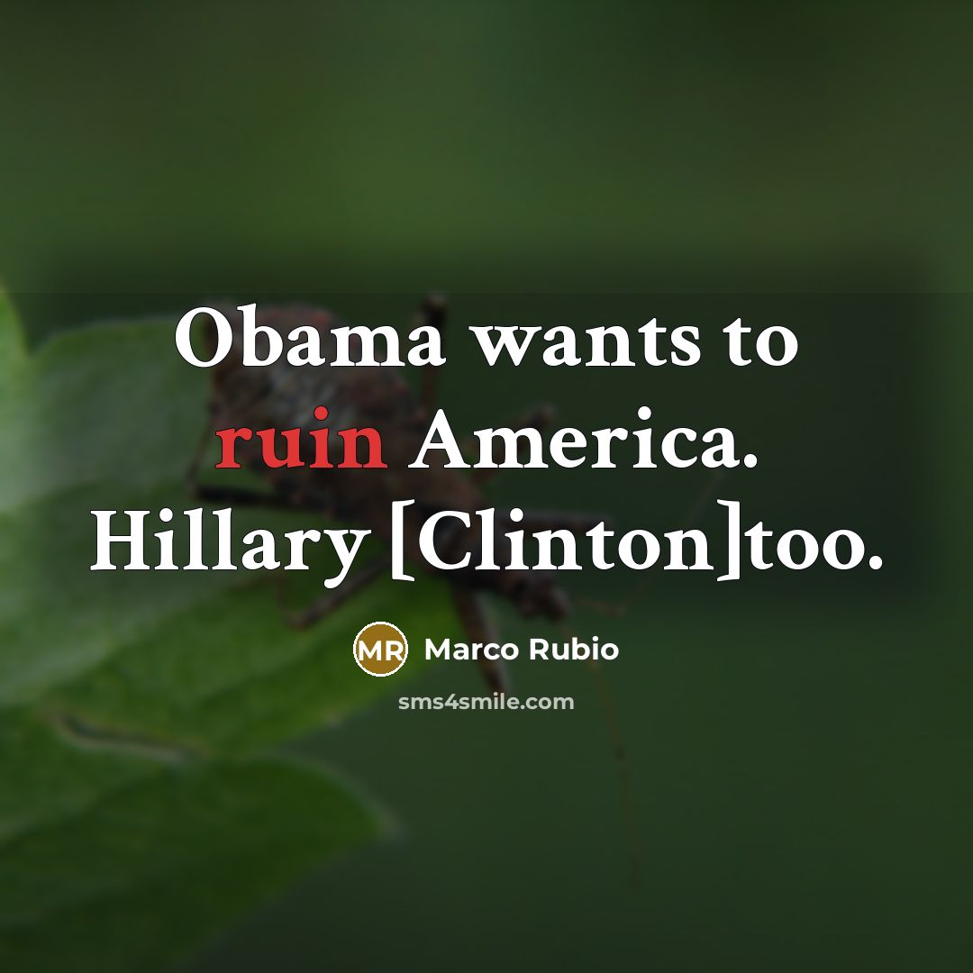 “Obama wants to ruin America. Hillary [Clinton]too.…” quote by Marco Rubio