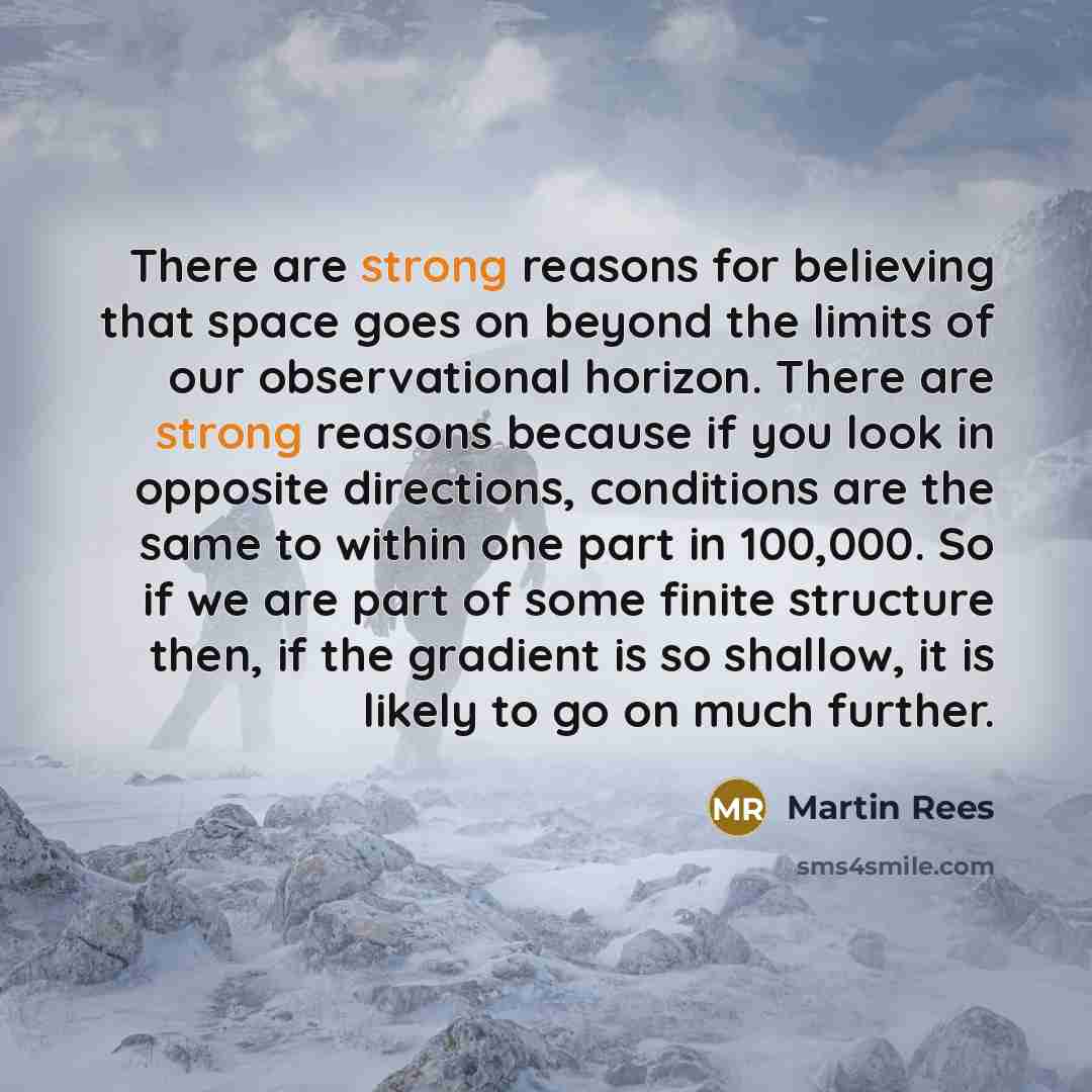 “There are strong reasons for believing that space goes on…” quote by Martin Rees