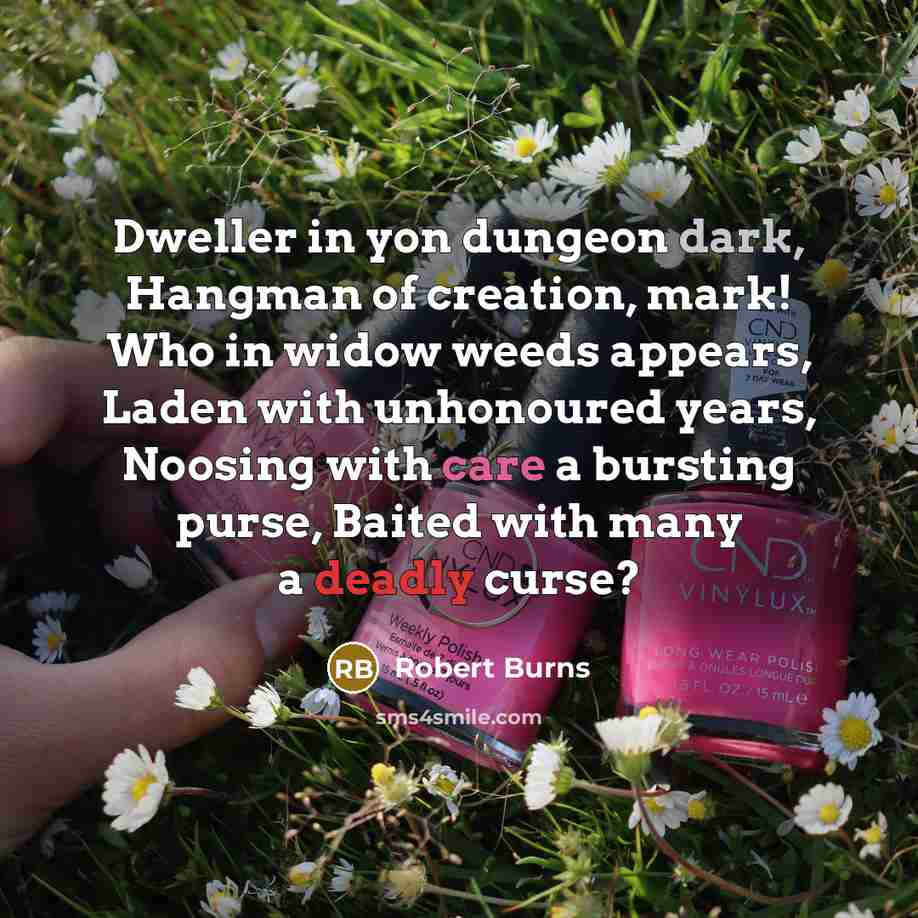 “Dweller in yon dungeon dark, Hangman of creation, mark! Who…” quote by Robert Burns