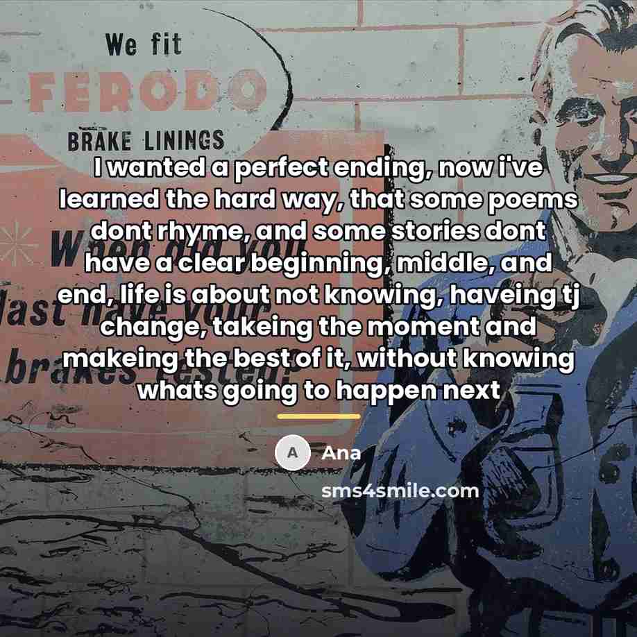 “I wanted a perfect ending, now i've learned the hard…” quote by Ana