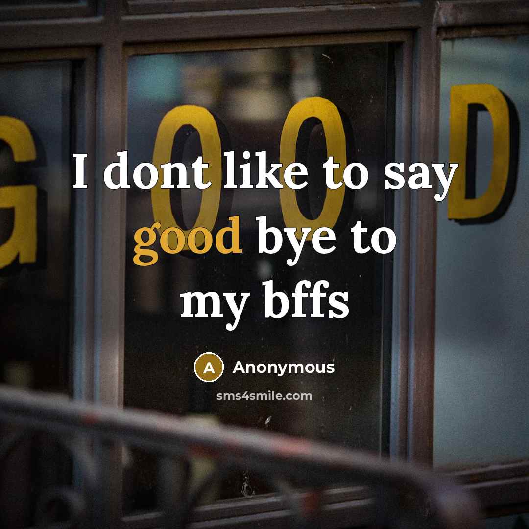 “I dont like to say good bye to my bffs” quote by Anonymous