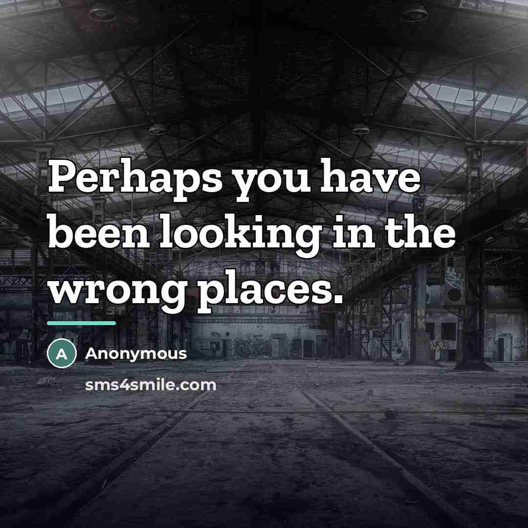 “Perhaps you have been looking in the wrong places.…” quote by Anonymous
