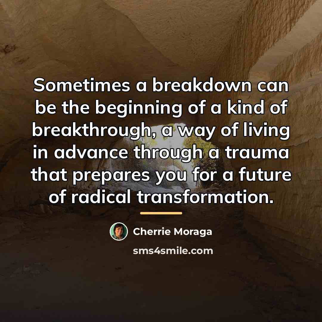 “Sometimes a breakdown can be the beginning of a kind…” quote by Cherrie Moraga