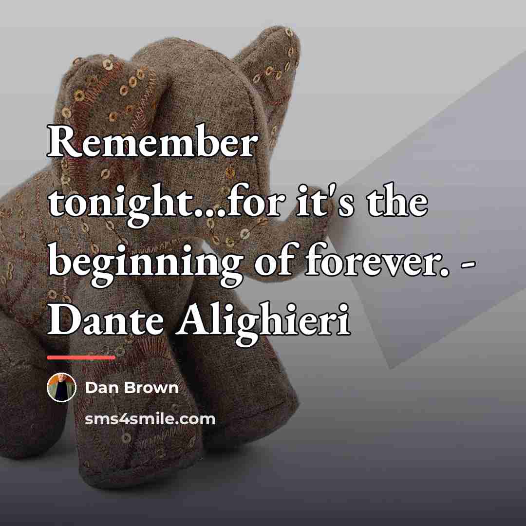 “Remember tonight...for it's the beginning of forever. - Dante Alighieri…” quote by Dan Brown