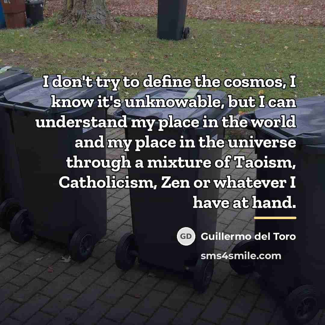 “I don't try to define the cosmos, I know it's…” quote by Guillermo del Toro