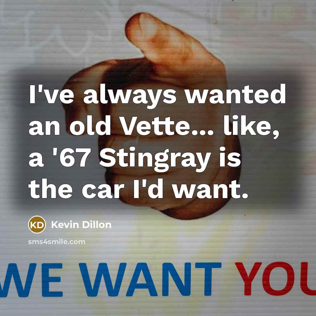 “I've always wanted an old Vette... like, a '67 Stingray…” quote by Kevin Dillon