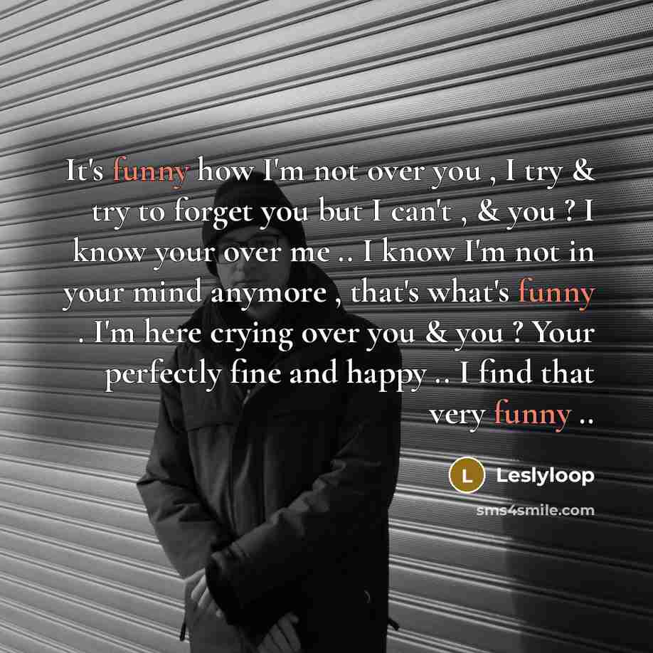 “It's funny how I'm not over you , I try…” quote by Leslyloop