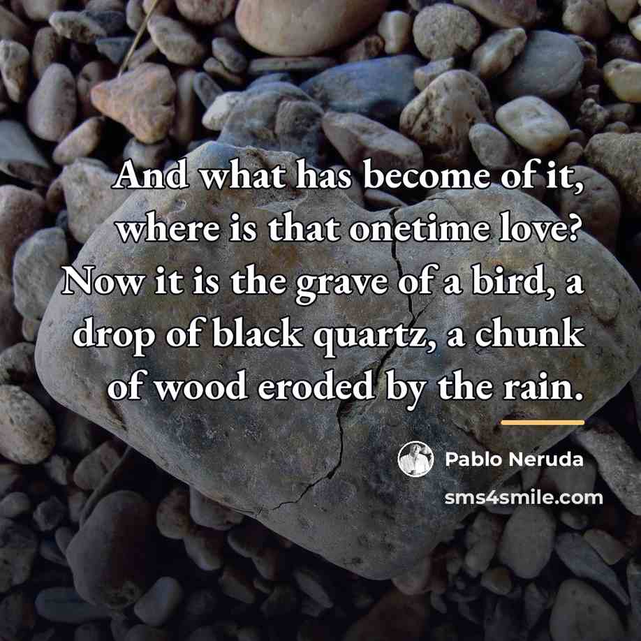 “And what has become of it, where is that onetime…” quote by Pablo Neruda