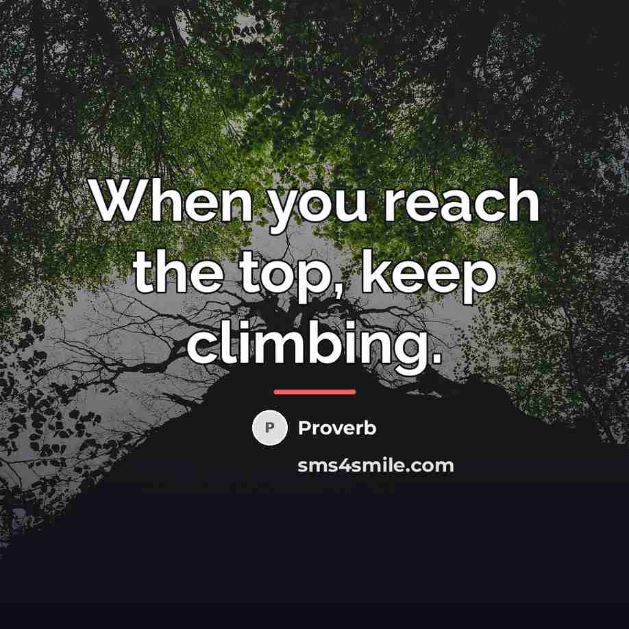 “When you reach the top, keep climbing.…” quote by Proverb