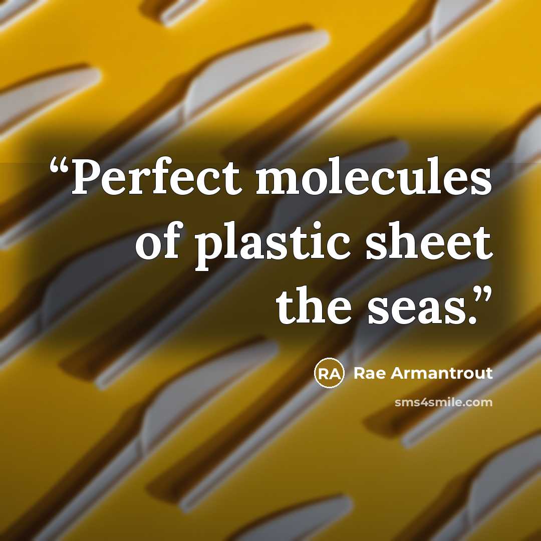 “Perfect molecules of plastic sheet the seas.” quote by Rae Armantrout