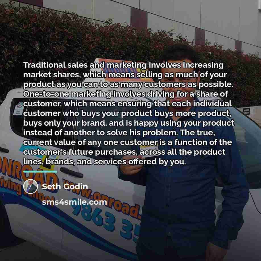 “Traditional sales and marketing involves increasing market shares, which means…” quote by Seth Godin