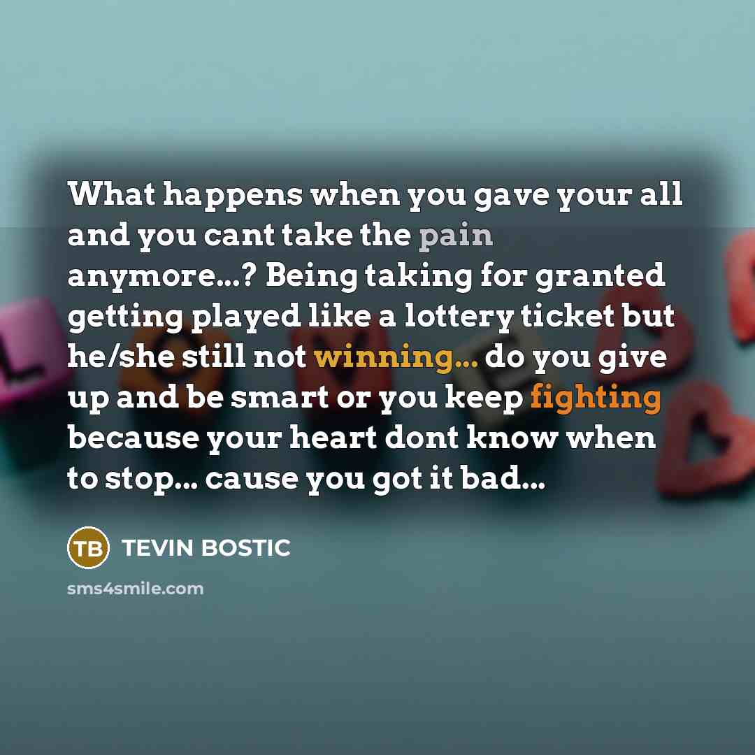 “What happens when you gave your all and you cant…” quote by TEVIN BOSTIC