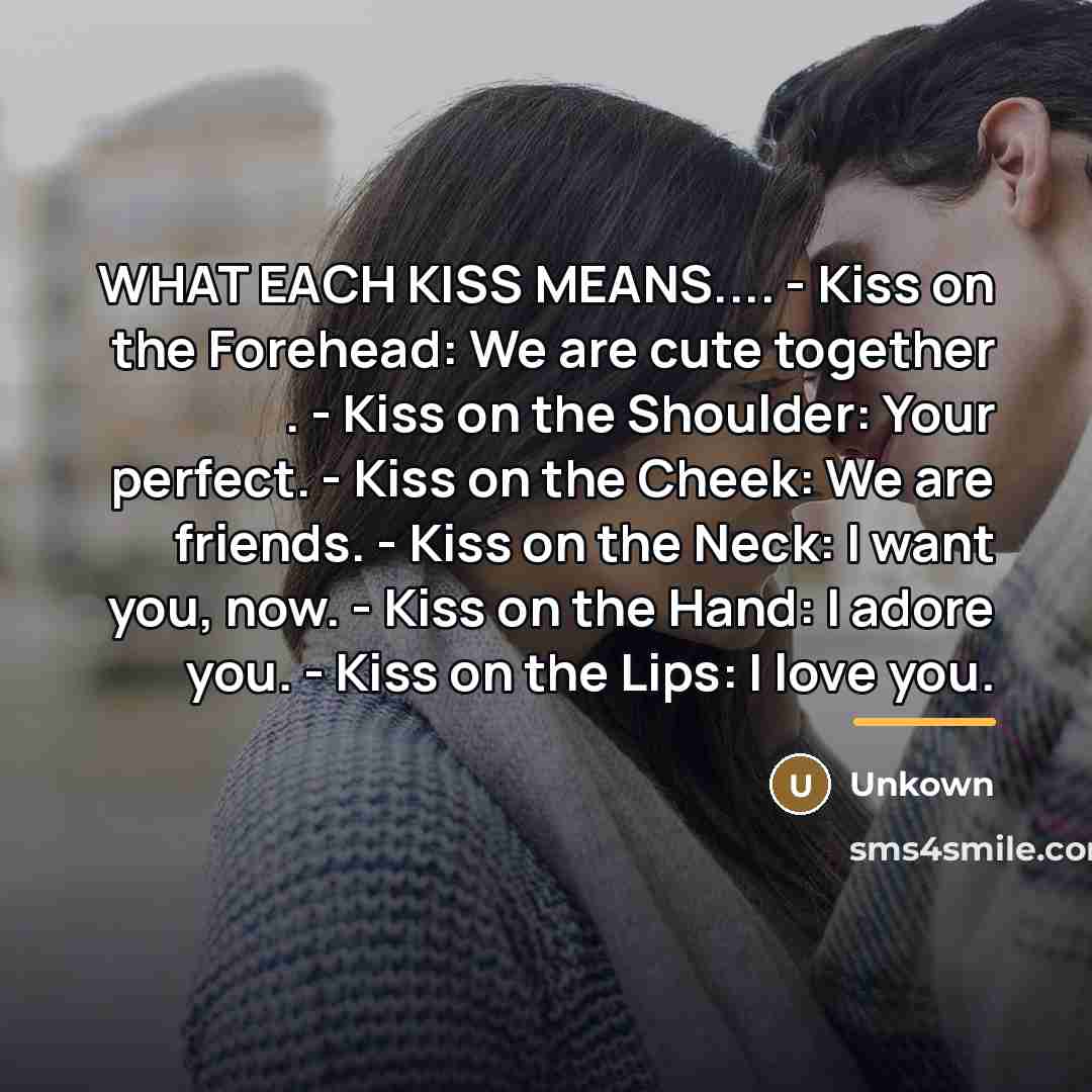 “WHAT EACH KISS MEANS.... - Kiss on the Forehead: We…” quote by Unkown