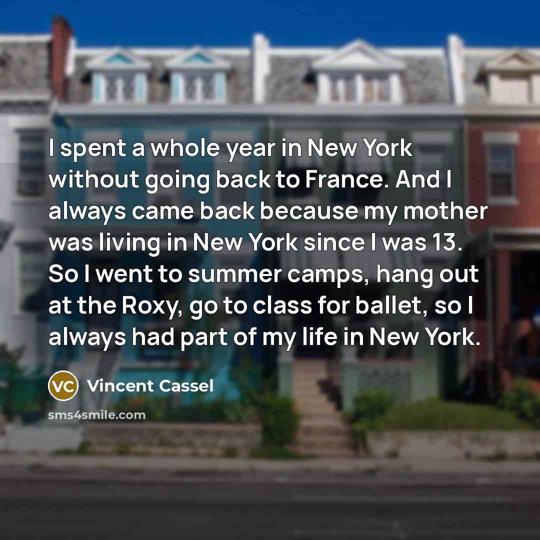 “I spent a whole year in New York without going…” quote by Vincent Cassel