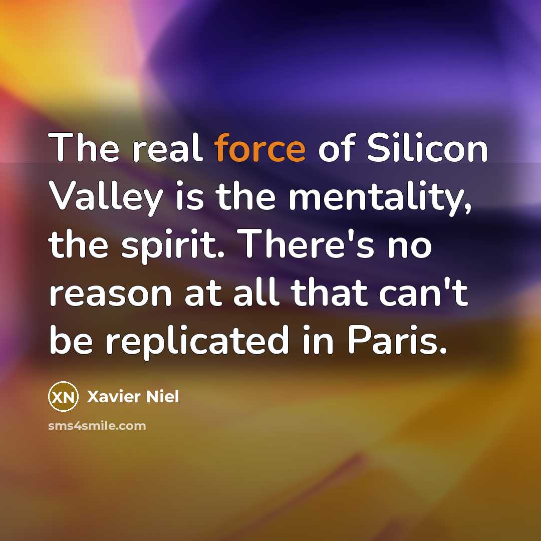 “The real force of Silicon Valley is the mentality, the…” quote by Xavier Niel