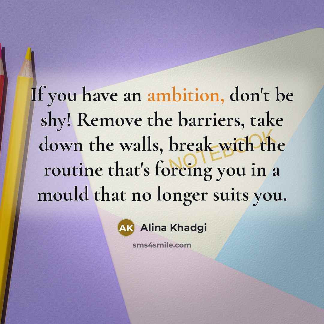 “If you have an ambition, don't be shy! Remove the…” quote by Alina Khadgi