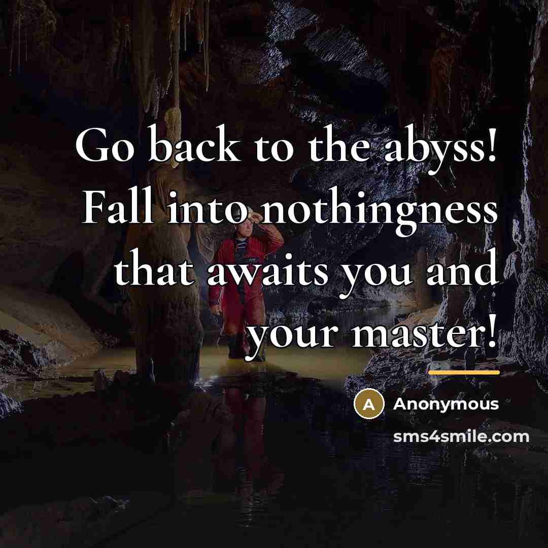 “Go back to the abyss! Fall into nothingness that awaits…” quote by Anonymous