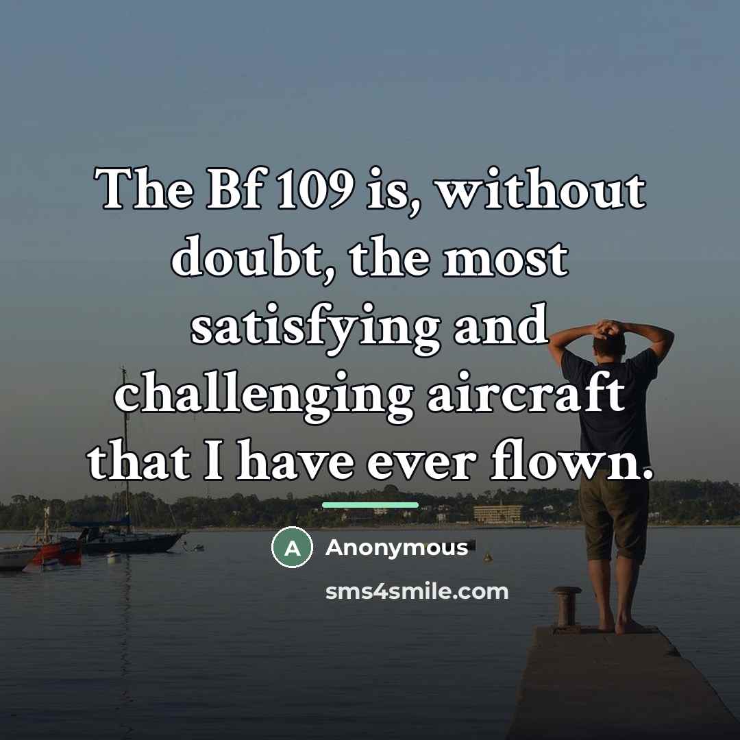“The Bf 109 is, without doubt, the most satisfying and…” quote by Anonymous