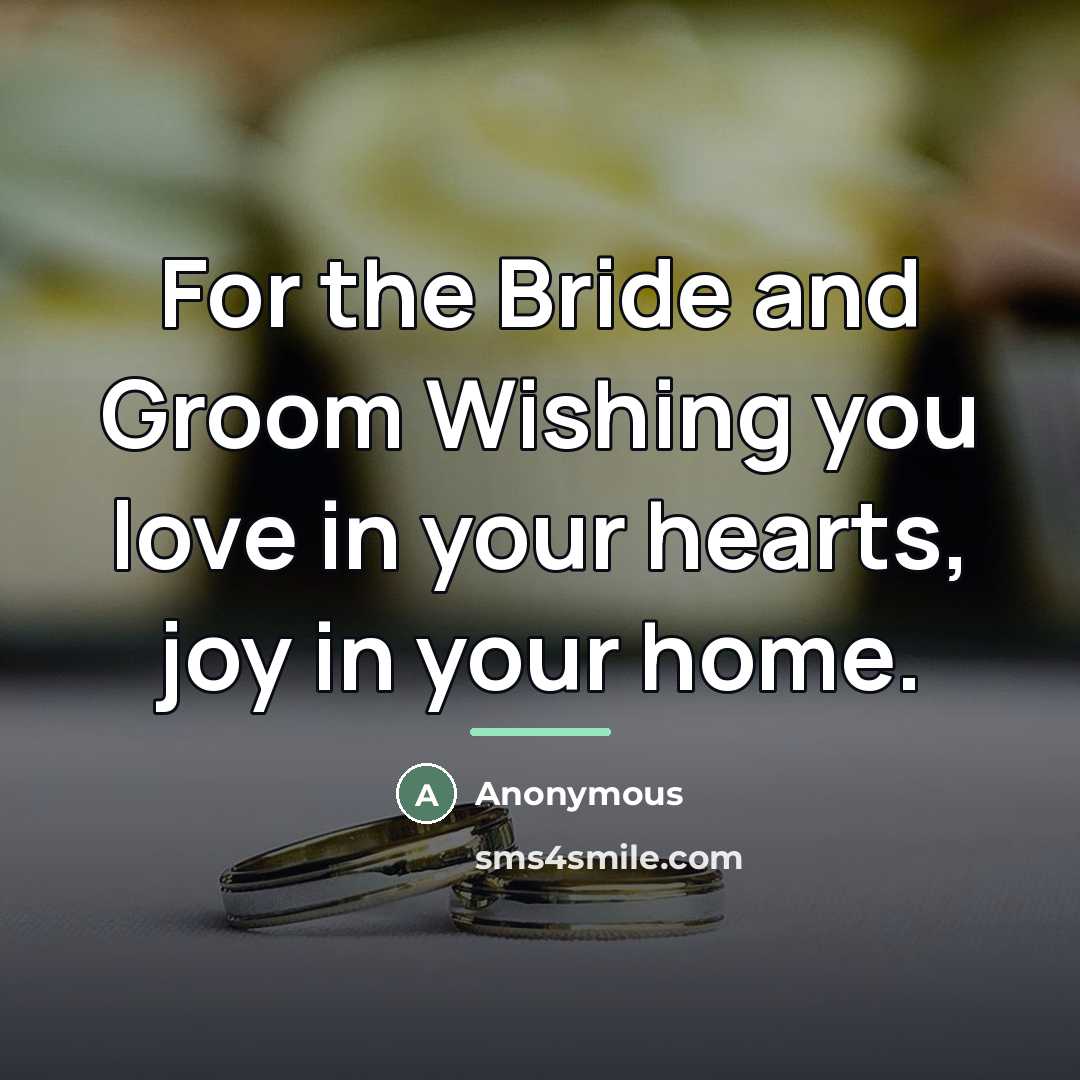 “For the Bride and Groom Wishing you love in your…” quote by Anonymous