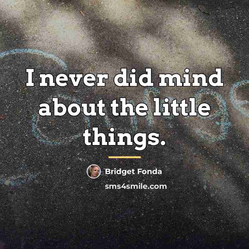 “I never did mind about the little things.…” quote by Bridget Fonda