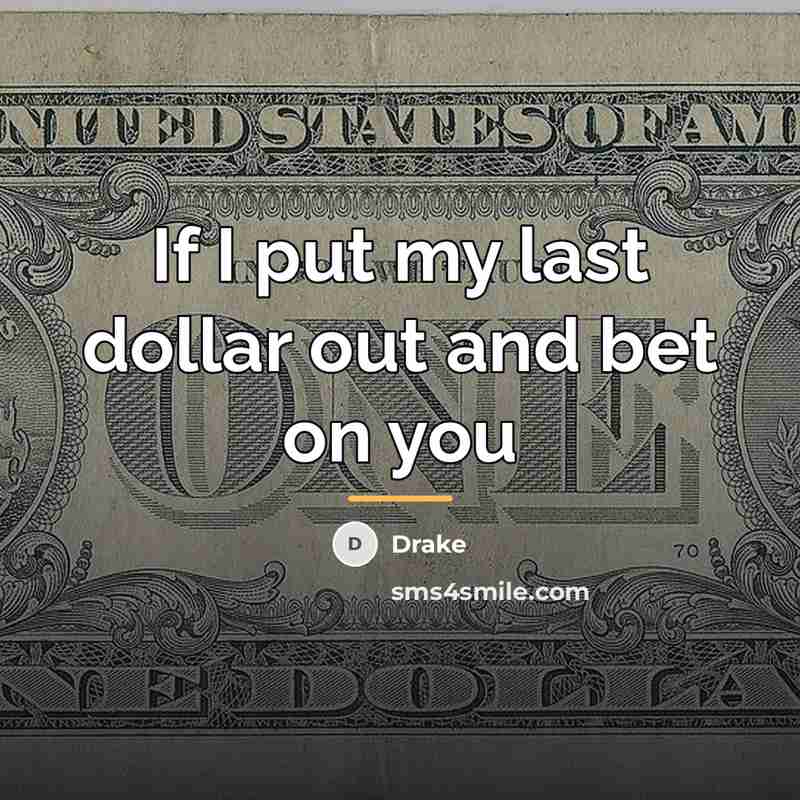 “If I put my last dollar out and bet on…” quote by Drake
