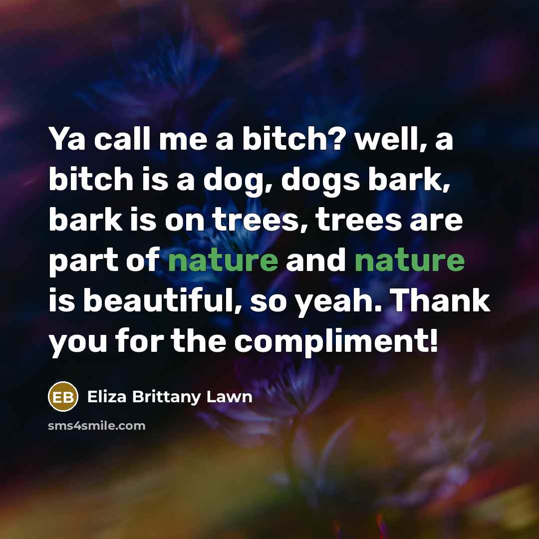 “Ya call me a bitch? well, a bitch is a…” quote by Eliza Brittany Lawn