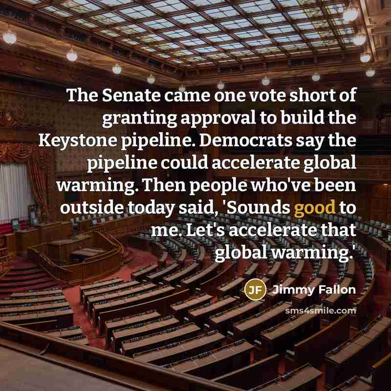 “The Senate came one vote short of granting approval to…” quote by Jimmy Fallon