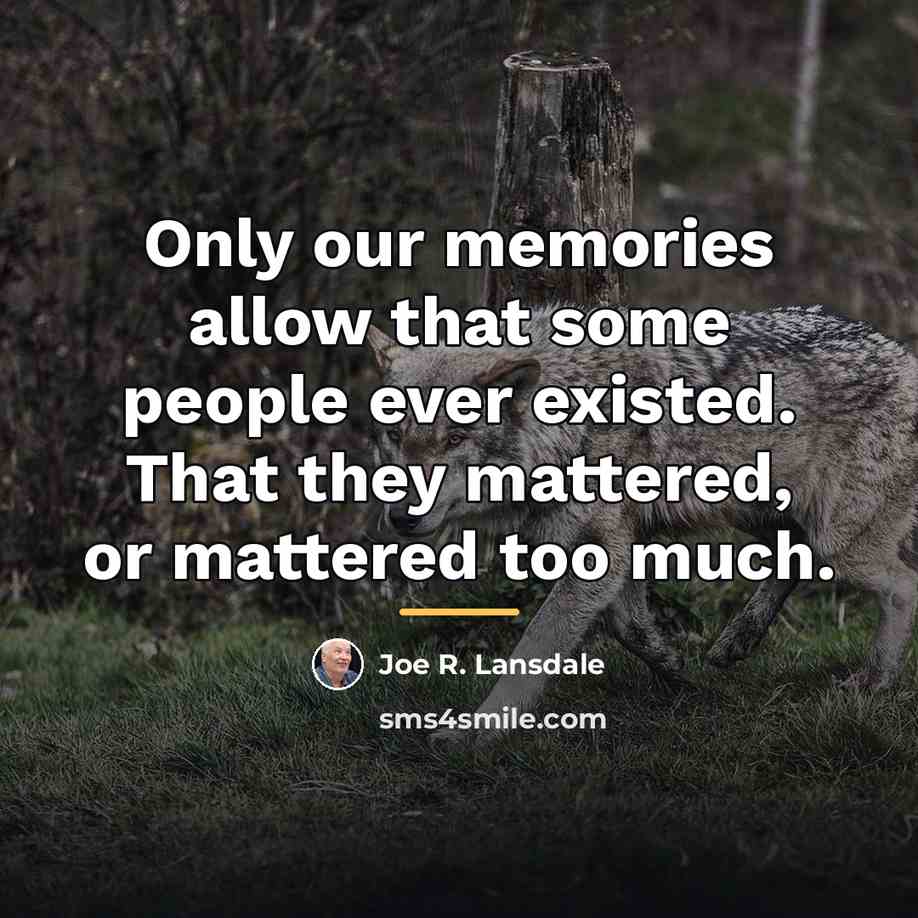 “Only our memories allow that some people ever existed. That…” quote by Joe R. Lansdale