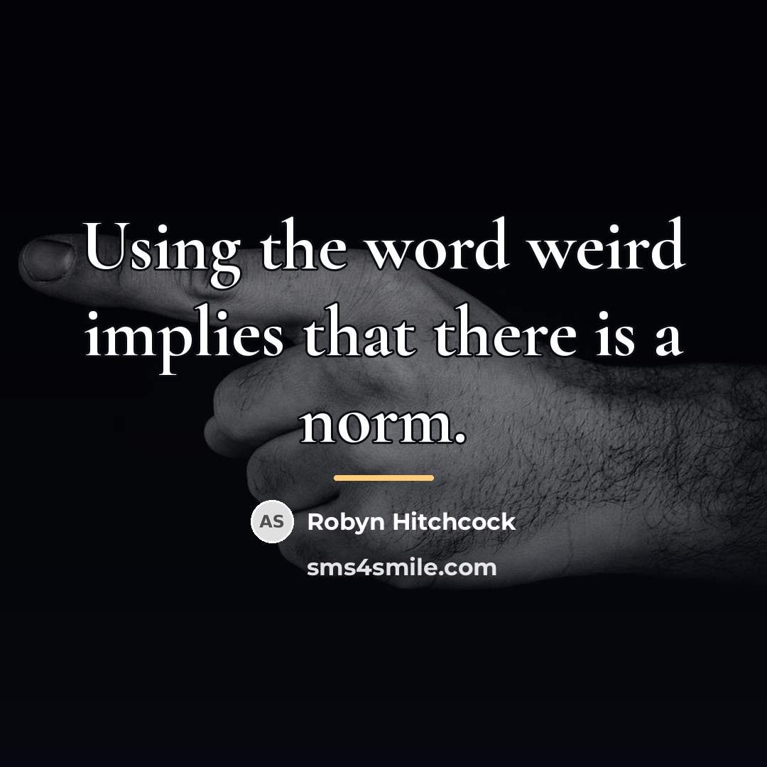 “Using the word weird implies that there is a norm.…” quote by Robyn Hitchcock
