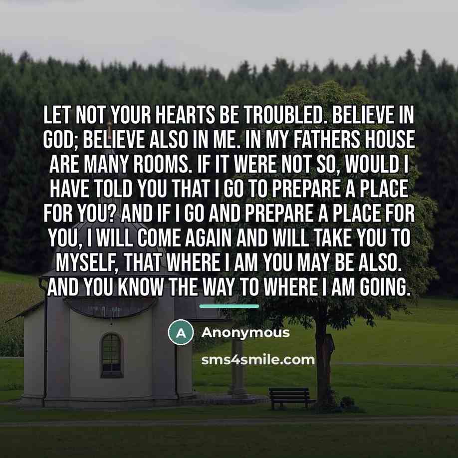 “Let not your hearts be troubled. Believe in God; believe…” quote by Anonymous