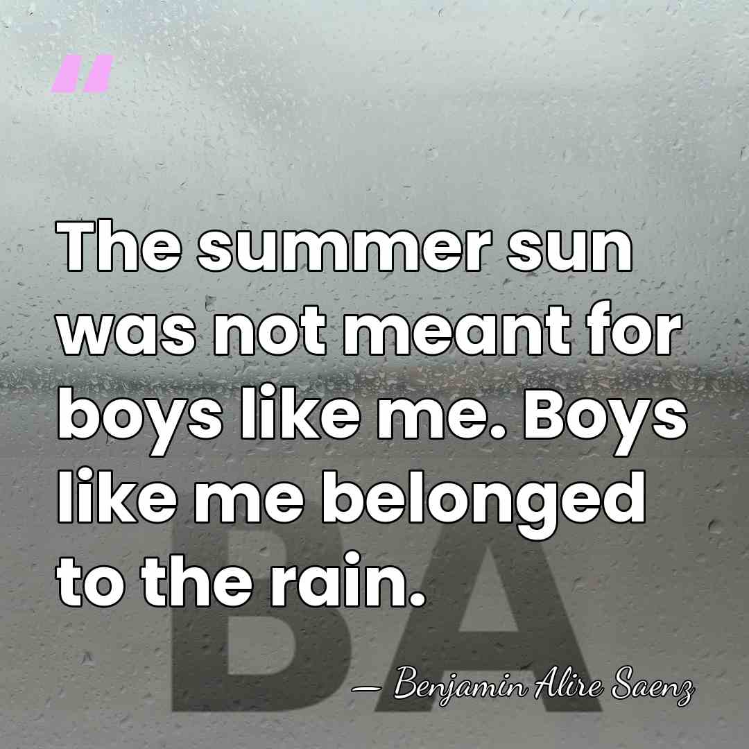 The summer sun was not meant for boys like me. Boys like&hellip; - Benjamin Alire Saenz