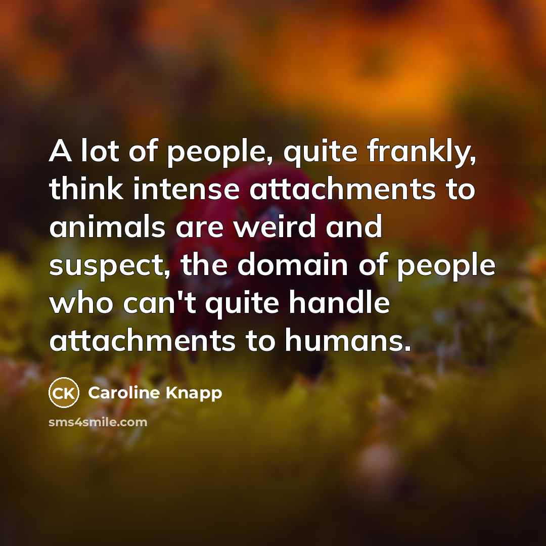 “A lot of people, quite frankly, think intense attachments to…” quote by Caroline Knapp